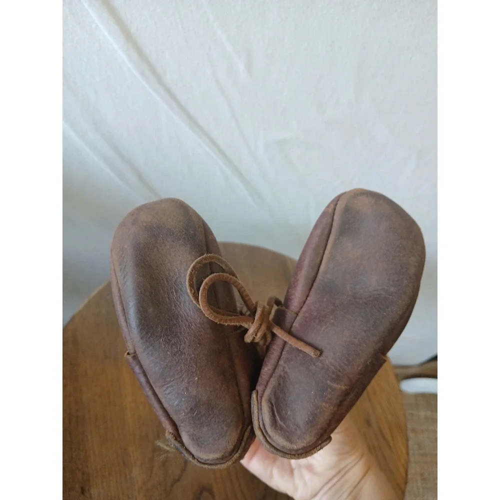 Baby 100% leather booties lagenlook Minimalist barefoot lace up boots shoes